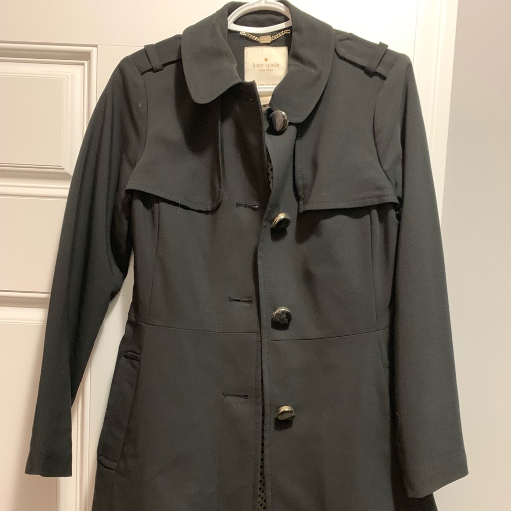 Kate Spade Black Trench Coat size xs